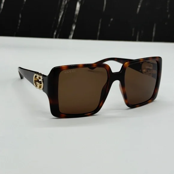 NEW GUCCI GG1692S 002 HAVANA BROWN SQUARE WOMEN GUCCI SUNGLASSES - Picture 4 of 11